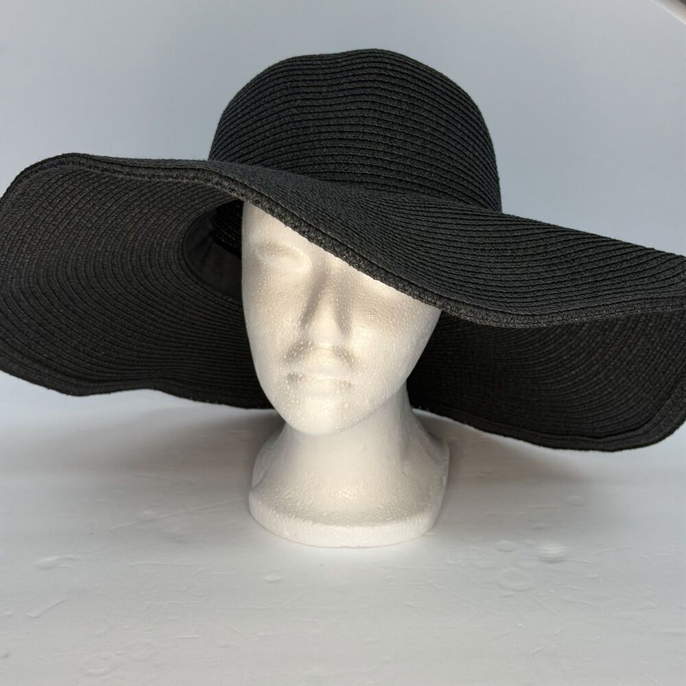 Magid Black Floppy Sun Hat Extra Wide 5" Brim Oversized Beach Resort Womens